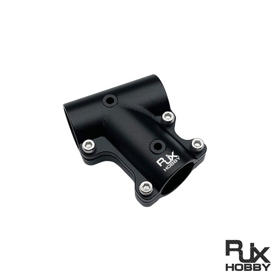 RJX Hobby aluminum 18mm-to-18mm tee joint landing gear connector adapter with four clamp screws