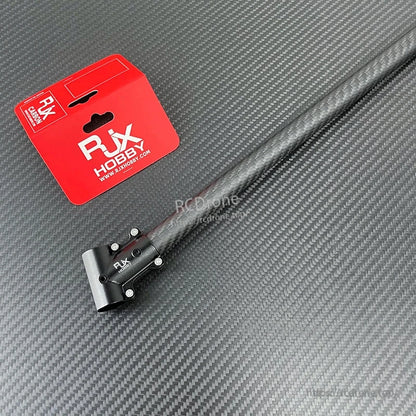 RJX Hobby aluminum tee joint clamp connector attached to a carbon fiber tube for RC drone landing gear