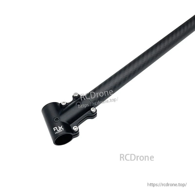 RJX Hobby aluminum tee joint landing gear connector adapter with bolted clamp on a carbon tube