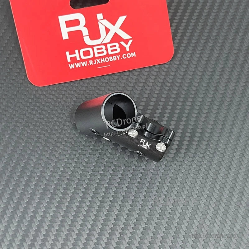 RJX Hobby black aluminum 70° tee joint clamp connector for 18mm landing gear tubes with bolts