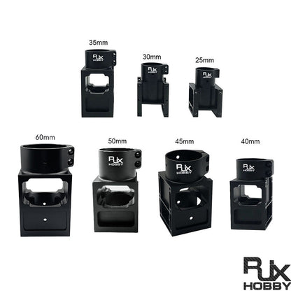 RJX Aluminum Alloy Center Plate Mount Holder, RJX Hobby aluminum alloy center plate mount holders in sizes 25–60mm with clamp rings and bolt mounts