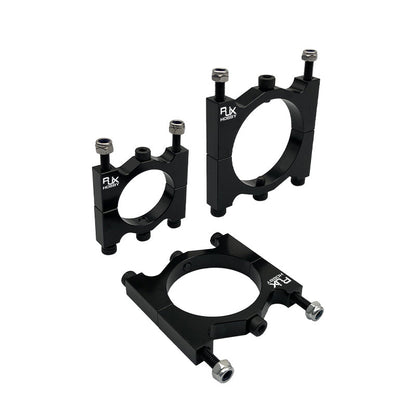 RJX Hobby black aluminum alloy tube clamp fixtures with bolt fasteners for UAV drone pipe mounting