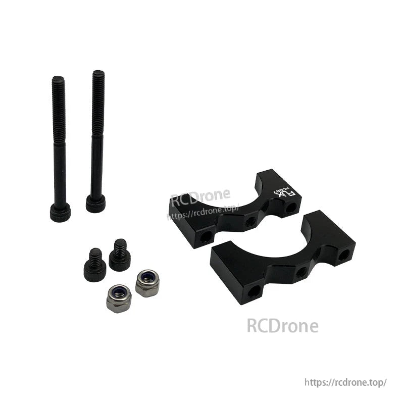 RJX aluminum alloy tube clamp bracket set with two split clamp blocks, bolts, and locking nuts for UAV drones