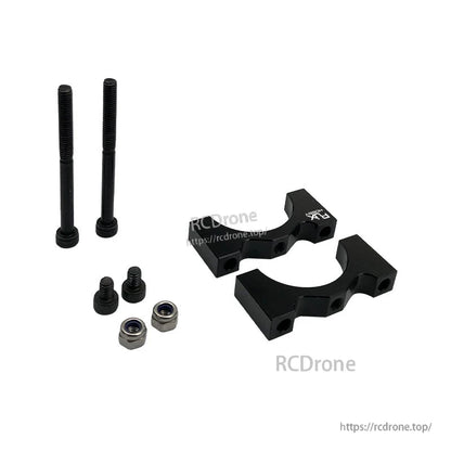 RJX aluminum alloy tube clamp bracket set with two split clamp blocks, bolts, and locking nuts for UAV drones
