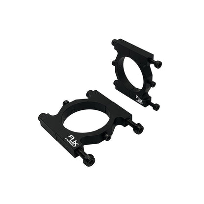 Black RJX aluminum alloy split tube clamp bracket with four bolts, circular pipe fixture clip