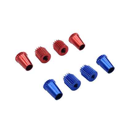 RJX Aluminum Gimbal Thumb Stick, Red and blue aluminum gimbal thumb stick tips with knurled grip and threaded ends for RC transmitters