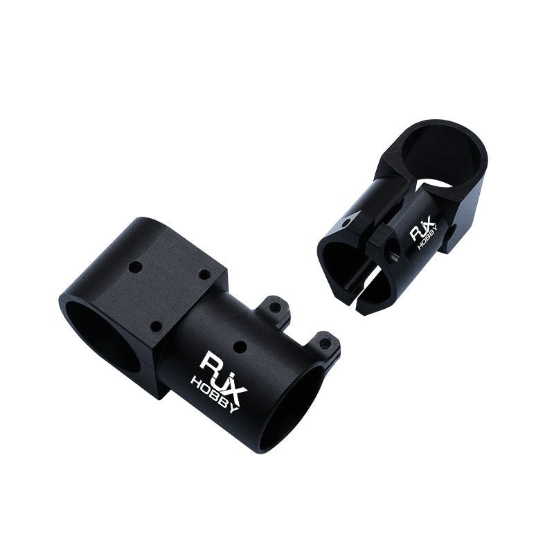 RJX aluminum landing gear tee tripod connector set in black anodized finish for RC landing gear tubes