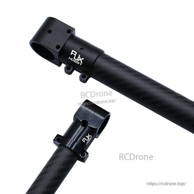 RJX aluminum landing gear tee tripod connector clamp for carbon fiber tubes with bolt holes and RJX logo