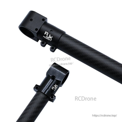 RJX aluminum landing gear tee tripod connector clamp for carbon fiber tubes with bolt holes and RJX logo
