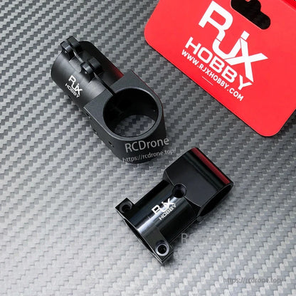 RJX Aluminum Landing Gear Tee Tripod Connector, RJX Hobby black aluminum landing gear tee tripod connector clamps on carbon fiber surface