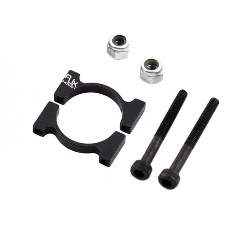 RJX Anodized Aluminum Tube Pipe Clamp, RJX black anodized aluminum tube pipe clamp with two bolts and two hex nuts hardware set