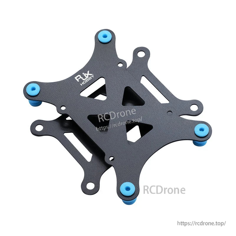 RJX anti-vibration flight controller mount plates with blue rubber dampers for drone frame installation