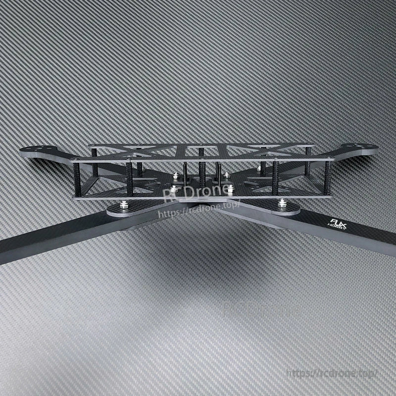 RJX Beam 13-inch carbon fiber FPV drone frame kit with long arms, standoffs, and top plate side view