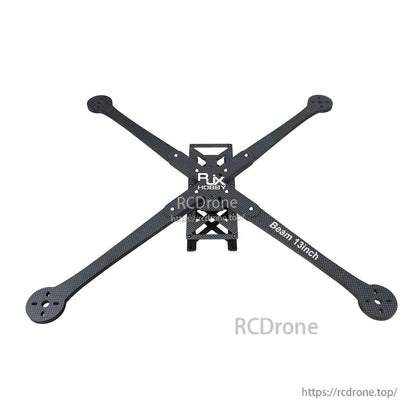 RJX Beam 13inch carbon fiber FPV drone frame kit with X-style arms and center plate cutouts