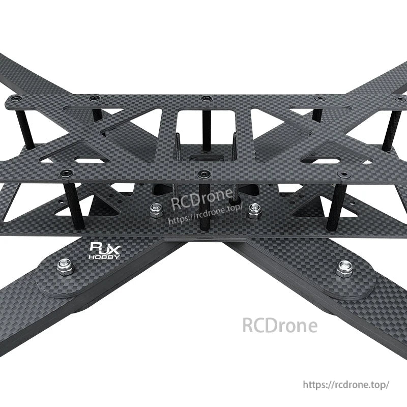RJX Beam carbon fiber FPV racing drone frame kit with stacked plates, standoffs, and wide quad arms