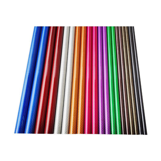 Tube en fibre de carbone 3K coloré RJX (1 pièce) Longueur 1000mm, options Ø 6-10mm, Bleu/Rouge/Jaune/Vert/Argent/Violet