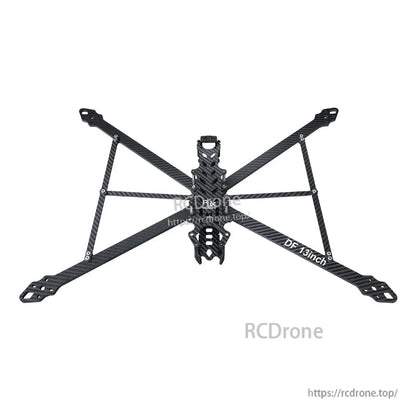 RJX DF13 13-inch carbon fiber FPV racing drone frame with wide X layout, long arms, and central stack mount