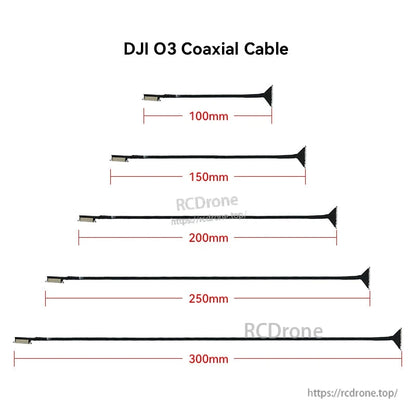RJX DJI O3 Compatible Coaxial Cable, DJI O3 coaxial cable options in 100mm, 150mm, 200mm, 250mm and 300mm lengths with small connectors