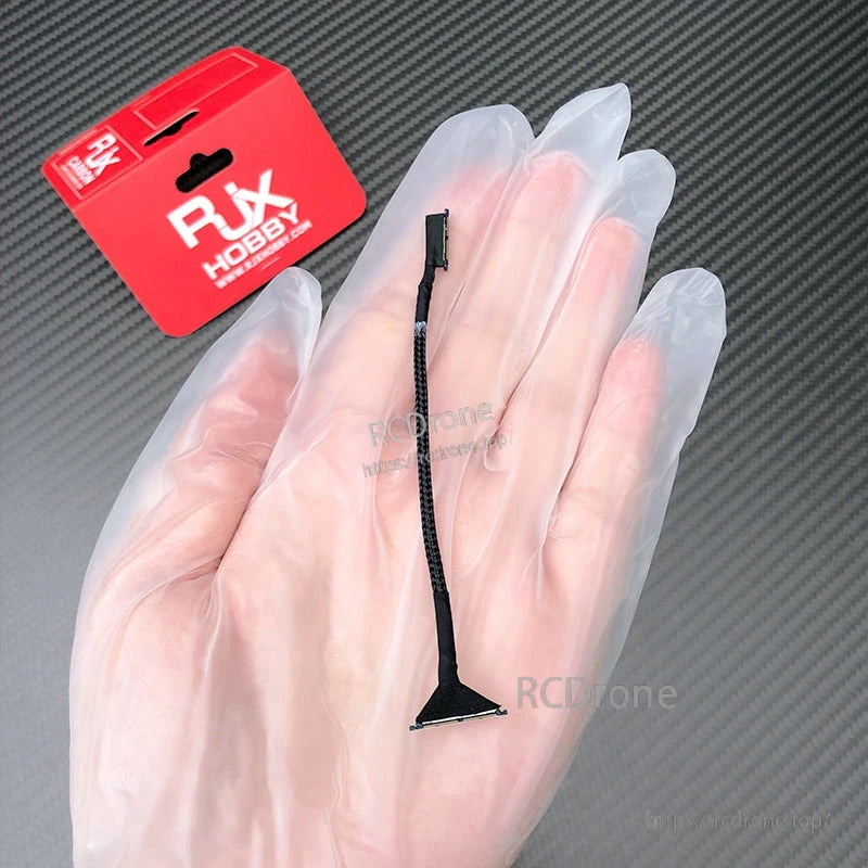 RJX DJI O3 Compatible Coaxial Cable, RJX Hobby braided coaxial cable for DJI O3, slim black lead with small board connector and plug end