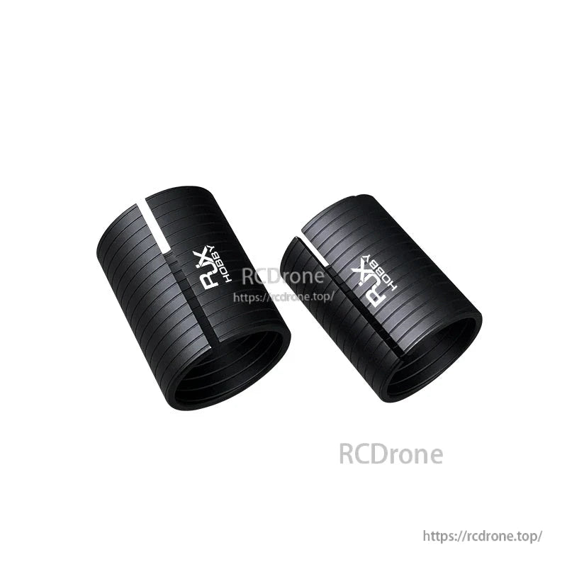 RJX Hobby split adapter sleeves for changing arm tube diameter, black ridged inserts (pair)