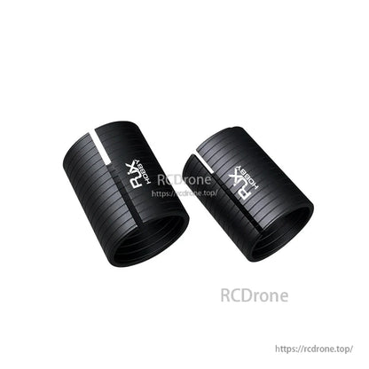 RJX Hobby split adapter sleeves for changing arm tube diameter, black ridged inserts (pair)
