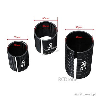 RJX split diameter adapter sleeves for arm tubes, 35 130, 40 135 and 45 140 mm sizes