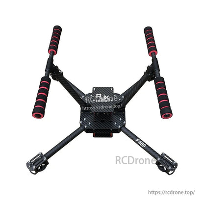 RJX F450 Carbon Fiber Frame Kit (RJX Hobby), RJX F450 carbon fiber quadcopter frame with four arms, central plate, and foam landing skids