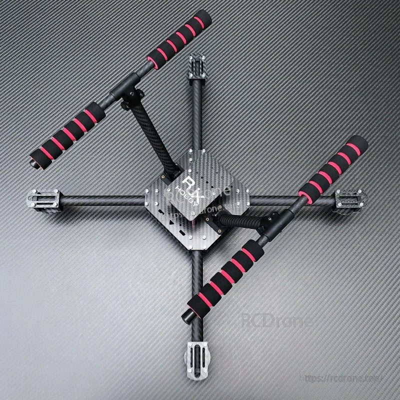RJX F450 Carbon Fiber Frame Kit (RJX Hobby), RJX F450 carbon fiber quadcopter frame kit with four arms, center plates, motor mounts, and foam landing gear tubes