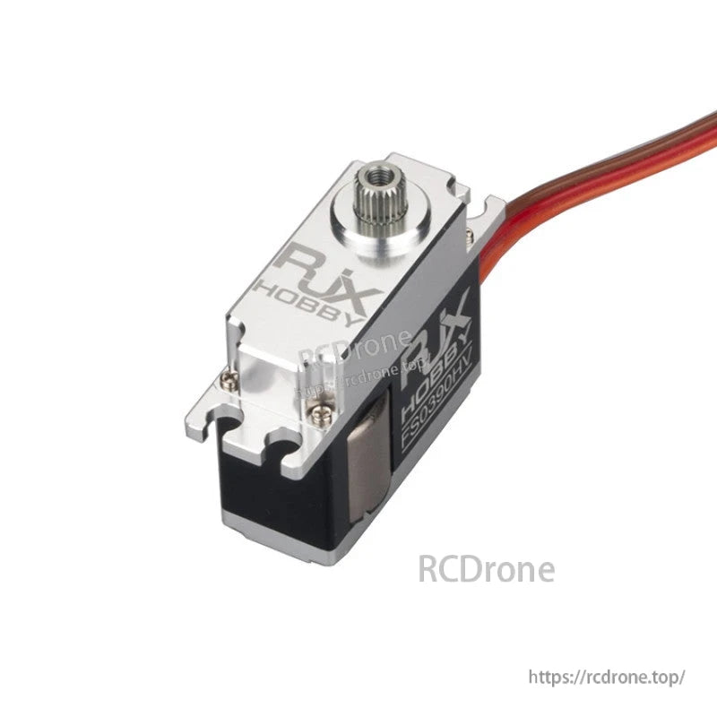 RJX FS0390HV mini servo with metal case, splined output shaft, and three-wire lead for RC models