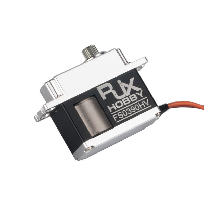 RJX FS0390HV Mini Servo, RJX Hobby FS0390HV mini servo with compact metal case, top output shaft, and 3-wire lead