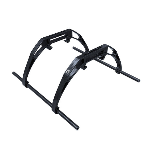 RJX frame landing gear with two black arch side supports and wide skid tubes for a stable landing stance
