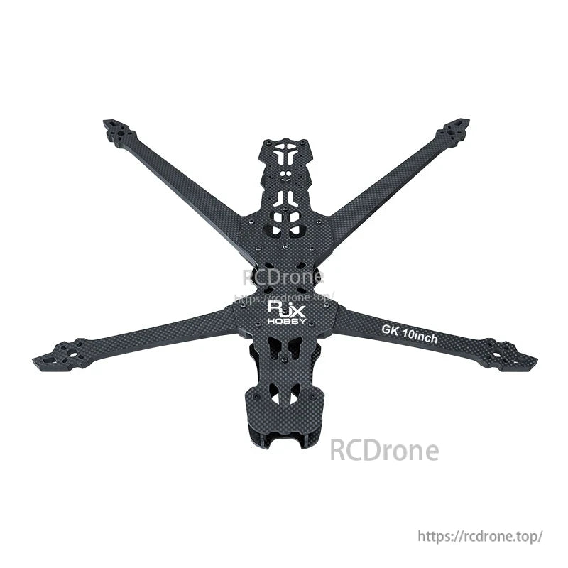Top view of RJX GK 10inch carbon fiber quadcopter frame with X arms and center plates