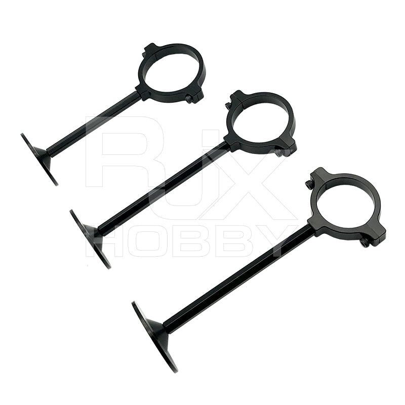 Three black RJX GPS bracket holder mounts with circular clamp rings and long standoff arms with flat bases
