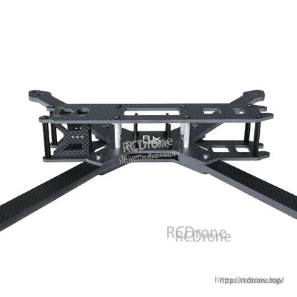 RJX LK 10-inch carbon fiber FPV racing drone frame kit side view with top plate, standoffs, and long arms