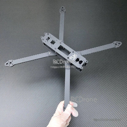 RJX LK 10-inch carbon fiber FPV racing drone frame kit with X layout, long arms, and top plate