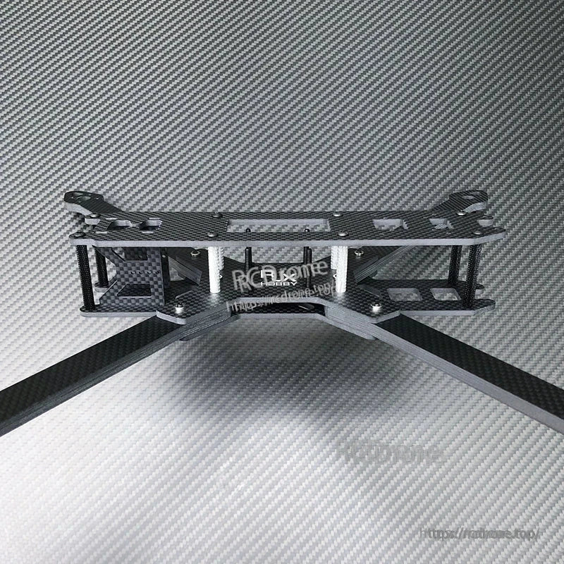 RJX LK carbon fiber FPV racing drone frame kit with stacked top plates, standoffs, and long arms