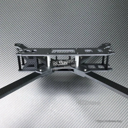 RJX LK carbon fiber FPV racing drone frame kit with stacked top plates, standoffs, and long arms