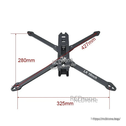 RJX LK 10inch carbon fiber FPV drone frame kit in X layout with 427mm diagonal and 325mm x 280mm dimensions