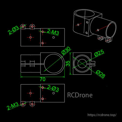 RJX ランディングギアアルミ合金ティー三脚 25 メートルに 30 ミリメートルカーボンファイバーチューブコネクタ農業ドローン UAV