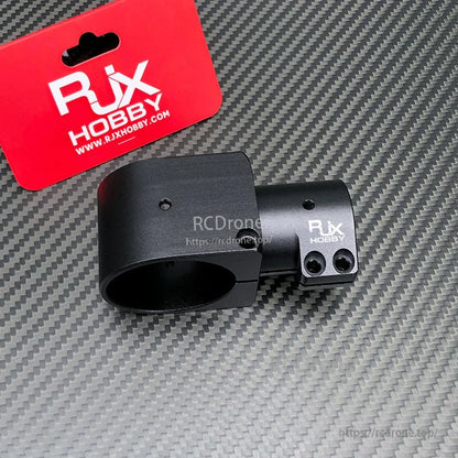 RJX Hobby aluminum landing gear tee joint clamp connector for carbon fiber tube, black with bolt holes