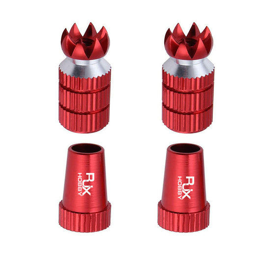 RJX M3 Thread Transmitter Gimbal Stick, Set of red RJX Hobby M3 threaded transmitter gimbal stick ends with knurled aluminum grip