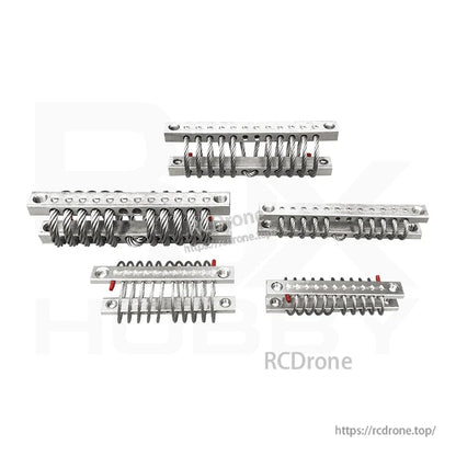 Set of four stainless steel wire rope vibration isolators with aluminum mounting bars for UAV gimbals