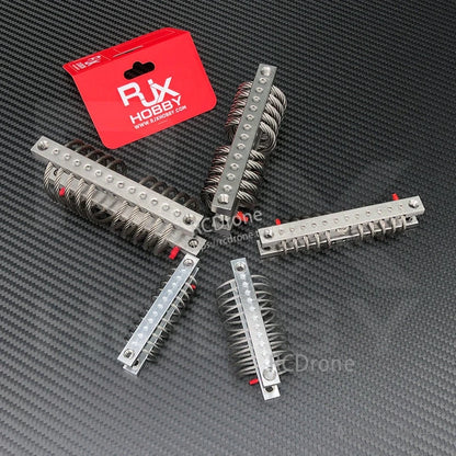Set of four RJX wire rope vibration isolators with coiled steel cables and mounting bars for UAV gimbals
