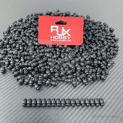RJX Main Control Damper Shock Absorbing Ball, RJX Hobby shock-absorbing damper balls in black, bulk set of small rubber mounts for RC main control