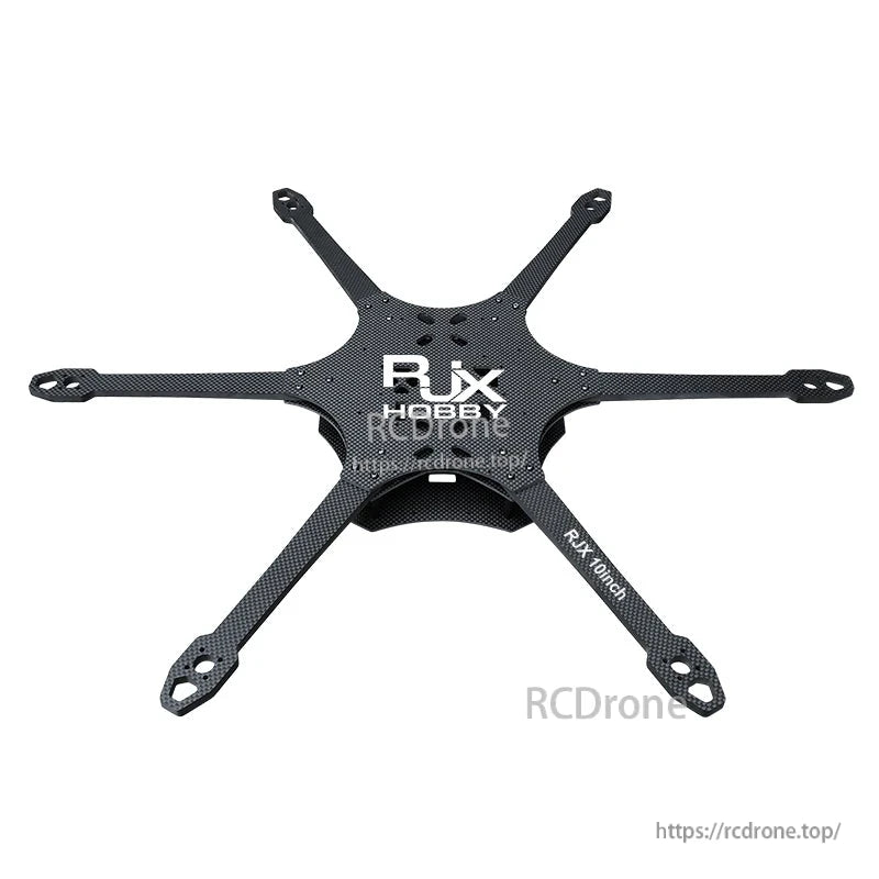 RJX Mark4 10-inch 6-arm carbon fiber FPV drone frame bottom plate with six arms and motor mounts
