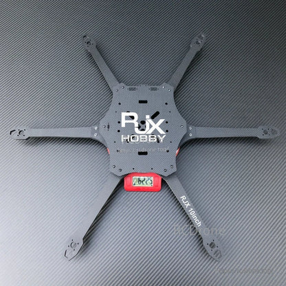 RJX 10-inch 6-arm carbon fiber FPV drone frame plate set with RJX HOBBY center plate and extended arms