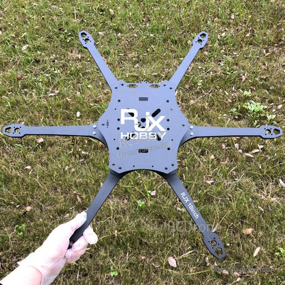RJX Mark4 10-inch 6-arm carbon fiber FPV drone frame with top plate and motor mounting arms