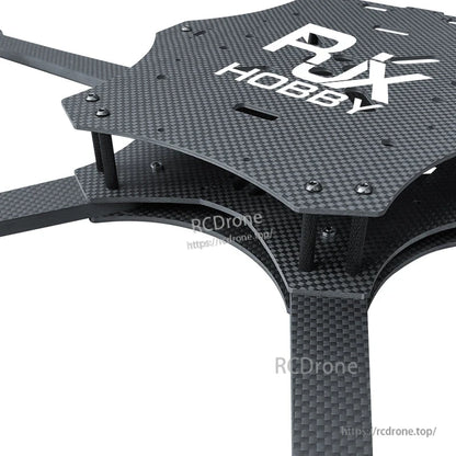 RJX Hobby carbon fiber FPV drone frame kit plates with standoffs and arm mounting holes