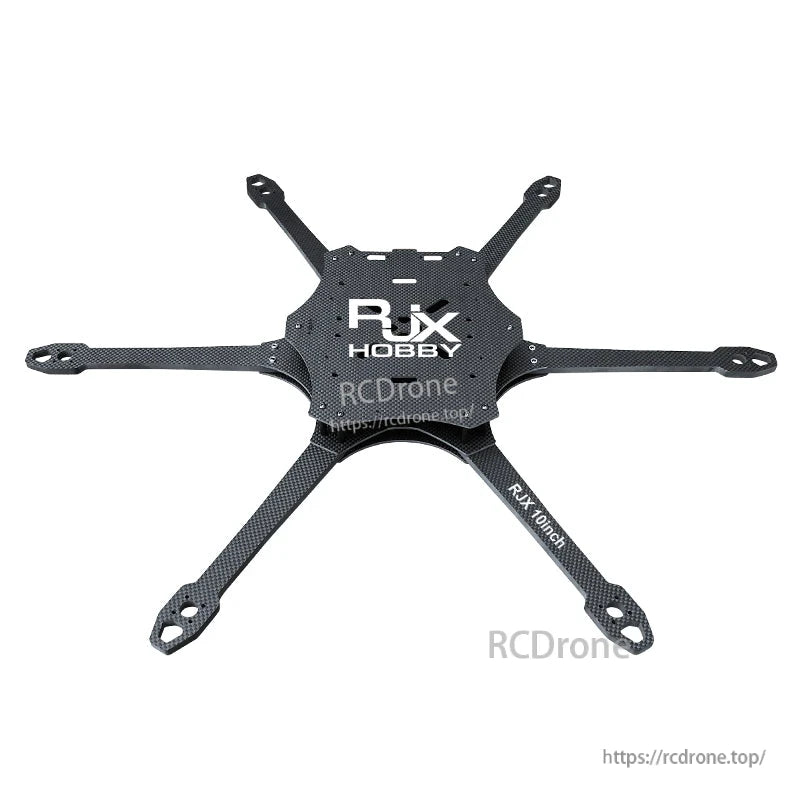 RJX Mark4 10-inch 6-arm carbon fiber FPV drone frame plate with six arms and multiple mounting holes