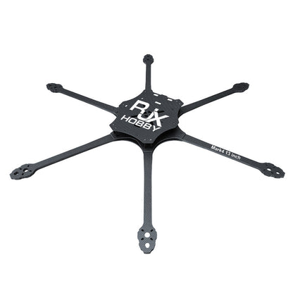 RJX Mark4 13 inch carbon fiber FPV drone frame kit with six arms and central RJX Hobby plates